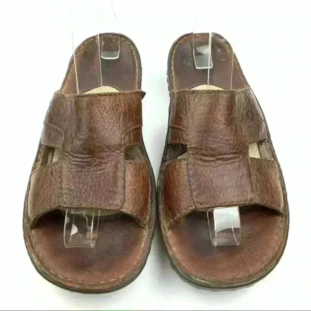 Born mens sandals sz 9 50 brown leather slip on